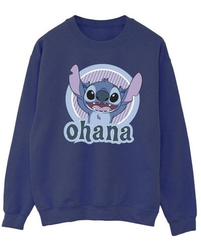 Disney Ladies Lilo And Stitch Ohana Circle Sweatshirt () - Blue