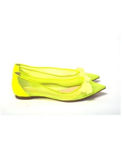 Christian Louboutin Fluro Flat Point Toe Shoe Leather - Yellow