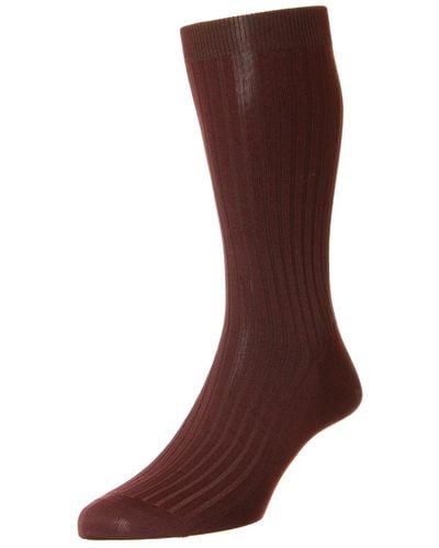Pantherella Danvers Rib Sock - Brown