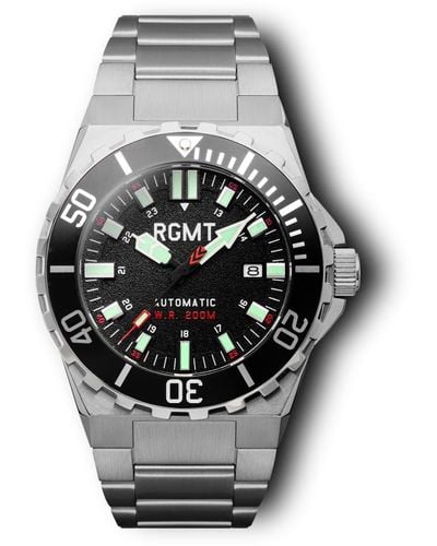 RGMT Superav Japanese Automatic 46mm Black Watch With Stainless Steel Bracelet Stainless Steel - Grey