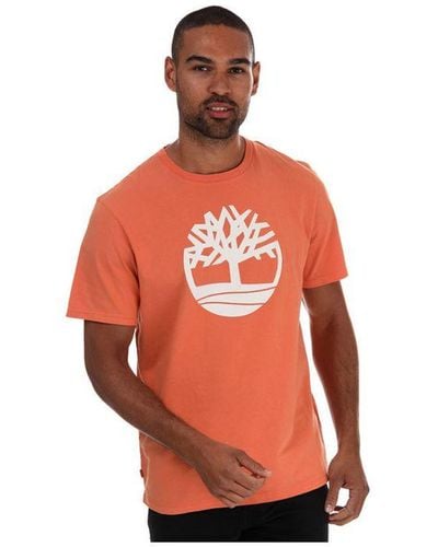 Timberland Kennebec River T-shirt Met Boomlogo Voor In Koper - Rood