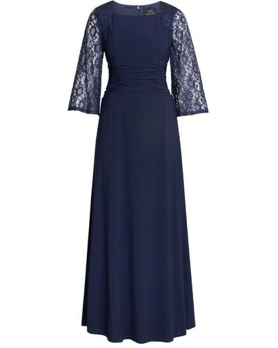 Gina Bacconi Atalanta Sequin Lace Sleeved Maxi Dress - Blue