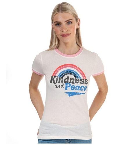 Brave Soul Kindness And Peace T-shirt Voor In Roze - Wit