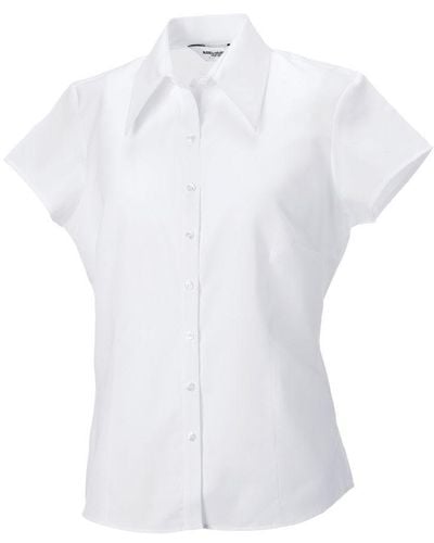 Russell Russell Collectie Korte Kapmouwtje ® Gevoerd Overhemd (wit)