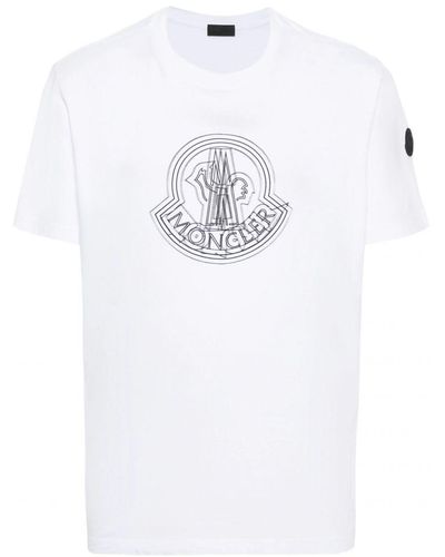 Moncler Appliqué-Logo Outline Printed T-Shirt - White