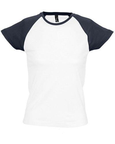 Sol's Melkachtig Contrast T-shirt Met Korte Mouw (wit/zwaar) - Blauw