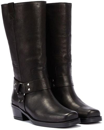 Bronx Trig-Ger Harness Waxy Leather Boots - Black