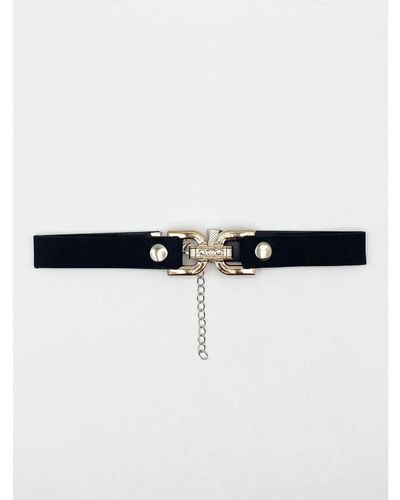 SVNX Faux Suede Choker Necklace With Tint Clasp Centre - Black