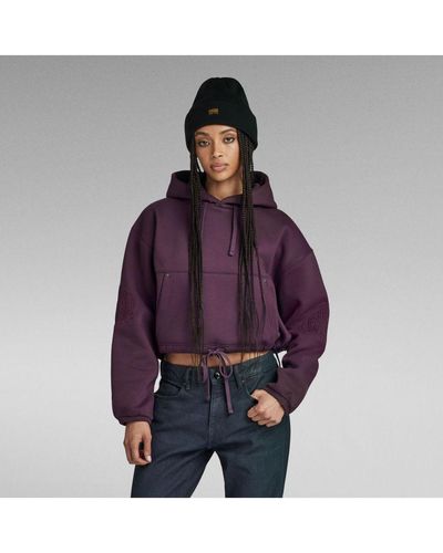 G-Star RAW G-Star Raw Sleeve Graphic Cropped Loose Hoodie - Purple