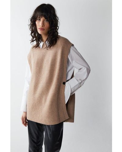 Warehouse Knitted Longline Tunic - Natural