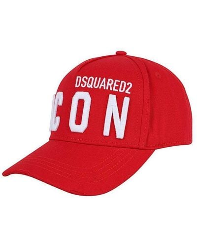 DSquared² Icon Worn Effect Red Snapback Cap - Rood