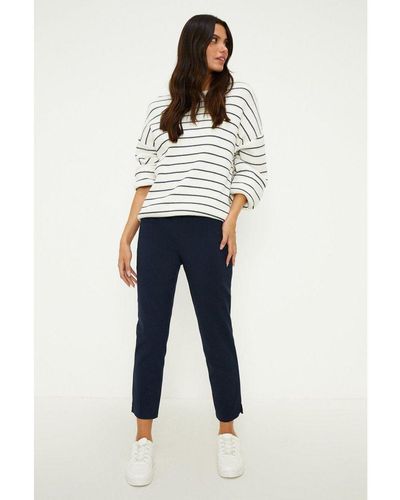 Oasis Side Zip Detail Cropped Trousers Cotton - Blue