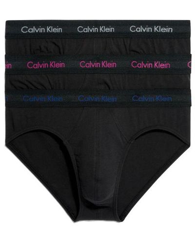 Calvin Klein Cotton Stretch 3 Pack Hip Brief - Black