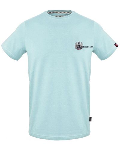 Aquascutum Small Aldis Chest Logo Sky T-Shirt Cotton - Blue