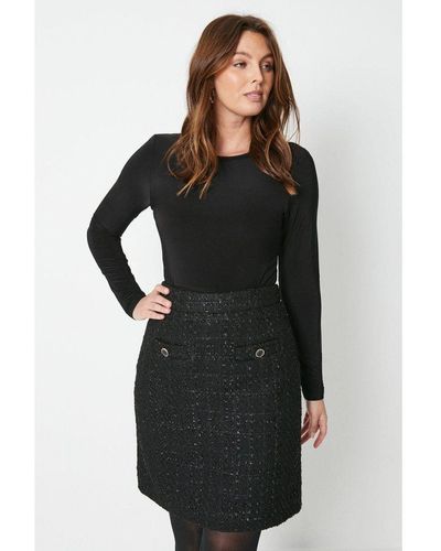 Wallis Sequin Boucle Mini Skirt - Black