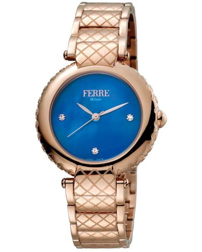 Ferré Fm1L099M0071 , Inner Mother Of Pearl Dial Stainless Steel Watch - Blue