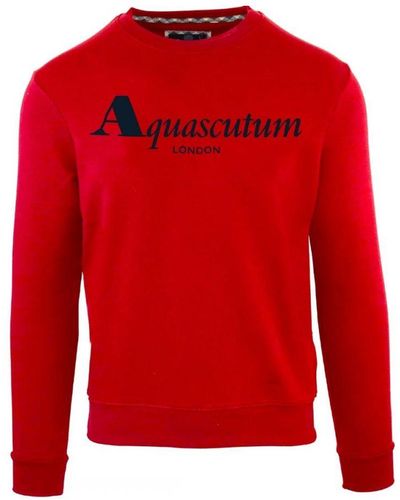 Aquascutum Bold London Logo Sweatshirt Cotton - Red