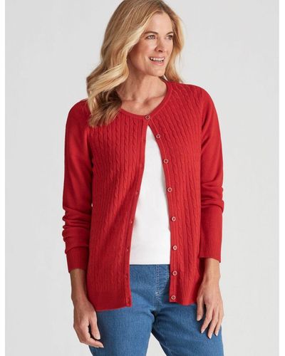 Noni B Long Sleeve Cable Knitwear Cardigan - Red
