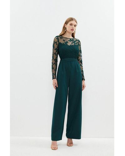 Coast Embroidered Top Wide Leg Jumpsuit - Green