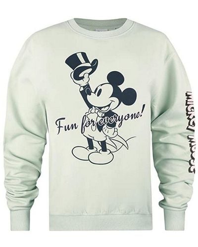 Disney Ladies Showtime Fun For Everyone Mickey Mouse Sweatshirt (Sage) - Grey
