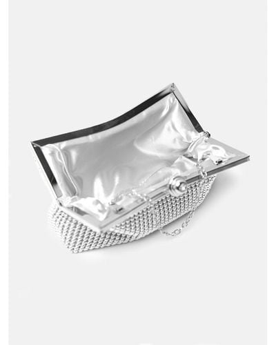 Where's That From Caroline Crystal Embellished Evening Clutch Bag In Silver - White