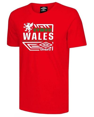 Umbro Wales Diamond Dragon T-Shirt Cotton - Red