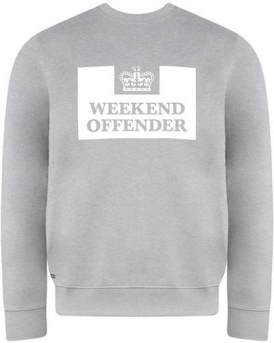 Weekend Offender Long Sleeve Crew Neck Jumpers Wosw100 Marl - Grey