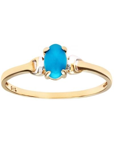 DIAMANT L'ÉTERNEL 9ct Geel- En Witgouden Ring Met Turquoise Geboortesteen - Blauw