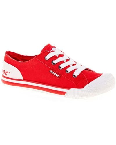 Rocket Dog Ladies Jazzin Canvas Lace Up Casual Summer Trainers - Red