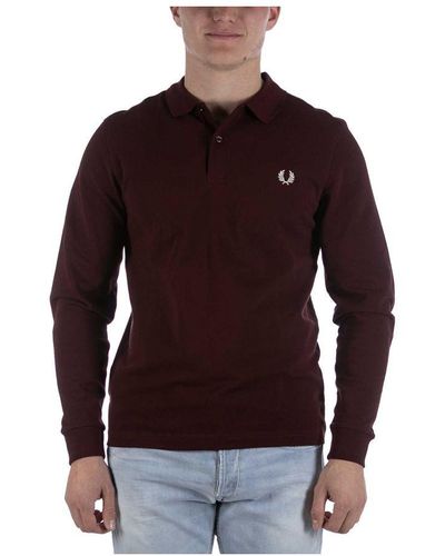 Fred Perry Polo Effen Bordeaux - Rood