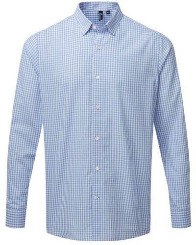 PREMIER Maxton Checked Long-Sleeved Shirt (Light/) - Blue
