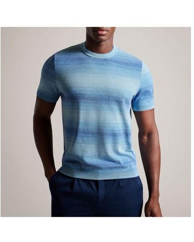 Ted Baker Notte Ombre Knitted T-Shirt - Blue