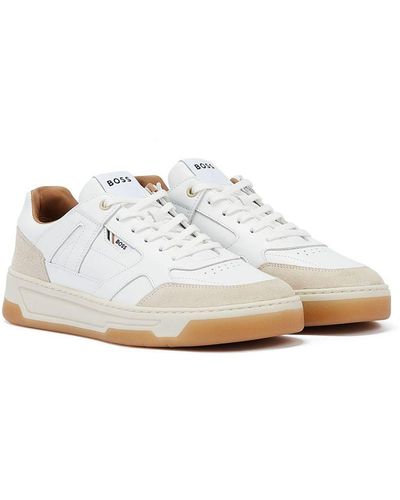 BOSS Baltimore Tennis White Trainers Leather