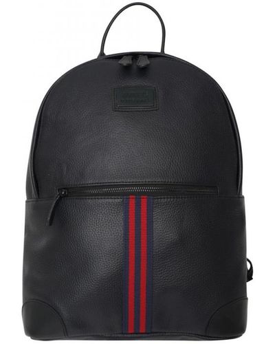 Barneys Originals Striped Leather Backpack - Black