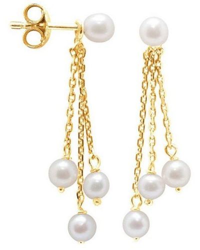 Blue Pearls Pearls Freshwater Dangling Earrings And 750/1000 - Metallic