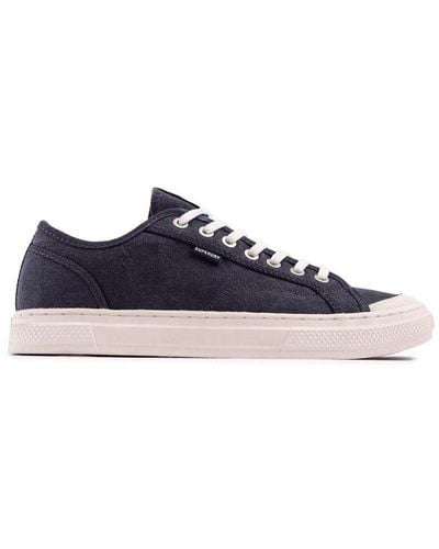 Superdry Vegan Canvas Low Top Trainers - Blue
