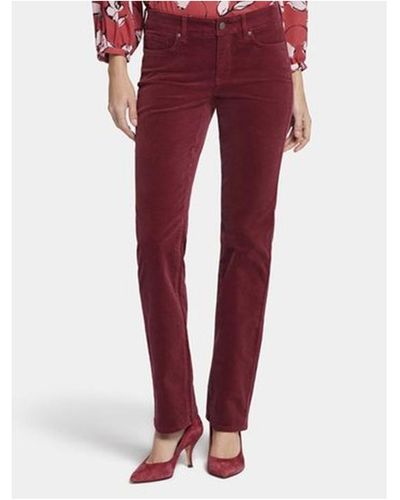 NYDJ Marilyn Straight Jeans Rood Corduroy | Cranberry Pie