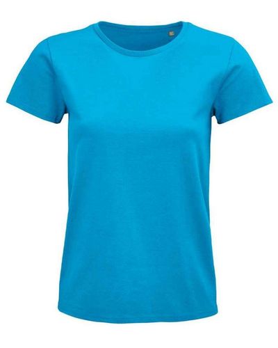 Sol's Ladies Pioneer Organic T-Shirt (Aqua) - Blue