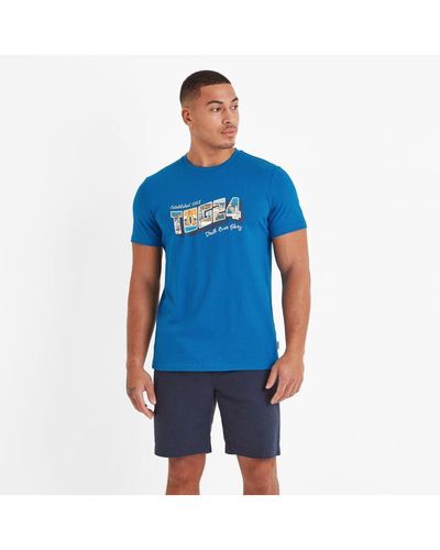 TOG24 Woodley T-Shirt Peacock Cotton - Blue