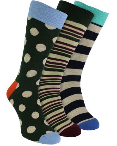 Happy Socks Hs By - 3 Pack Novelty Polka Dot Dress - Big Dot Cotton - Green