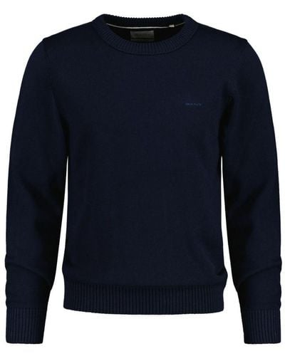 GANT Supima Sweater Met Ronde Hals Voor , Marineblauw