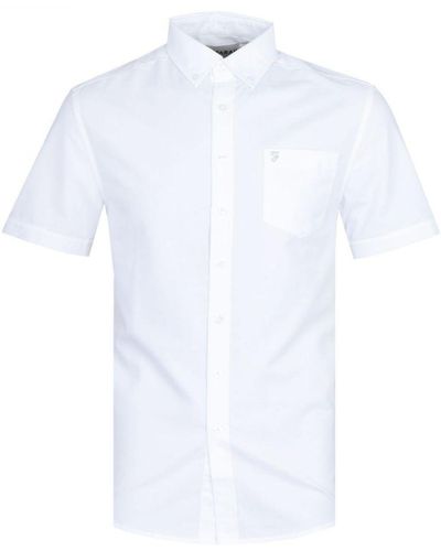 Farah Regular Fit Short Sleeve Button-Down Shirt - White