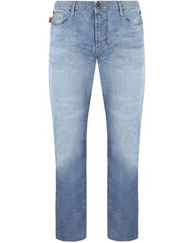 Emporio Armani Slim Fit Distressed Jeans - Blue
