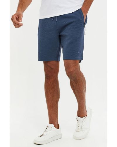 Threadbare 'Fergie' Waffle-Textured Sweat Shorts - Blue