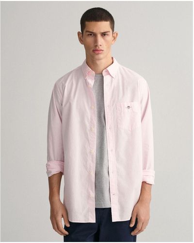 GANT Regular Fit Long Sleeve Poplin Shirt - Pink
