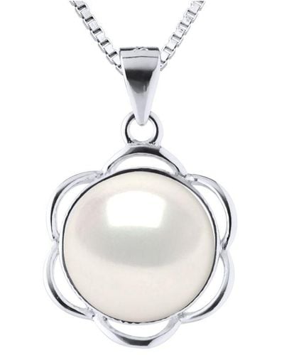 Diadema Petal Necklace Freshwater Pearl 9-10 Mm 925 - Metallic