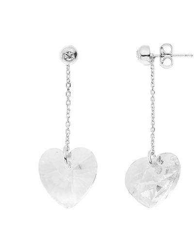 Diadema Genuine Crystal Heart Ear Hangers Swarovski Silver 925- Swarovski Tribute - Wit