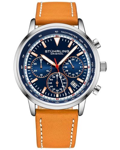 Stuhrling Monaco Chronograph With Tachymeter Quartz 3986L 44Mm Watch - Blue