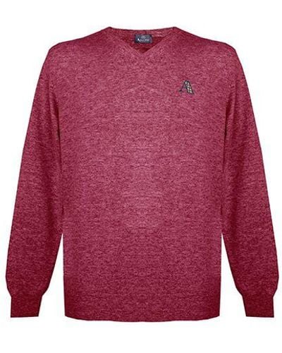 Aquascutum Long Sleeved/V-Neck Knitwear Jumper With Logo - Red