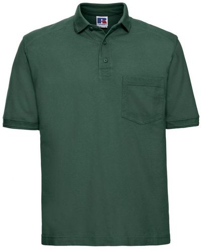 Russell Ripple Collar & Cuff Short Sleeve Polo Shirt (Bottle) - Green
